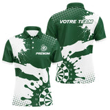 Polo Fléchettes Personnalisé - Vert Forêt & Blanc Splash - Polo Homme