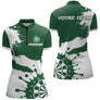 Polo Fléchettes Personnalisé - Vert Forêt & Blanc Splash - Polo Zippé Femme