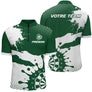 Polo Fléchettes Personnalisé - Vert Forêt & Blanc Splash - Polo Zippé Homme