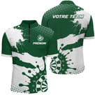 Polo Fléchettes Personnalisé - Vert Forêt & Blanc Splash - Polo Zippé Homme