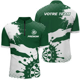 Polo Fléchettes Personnalisé - Vert Forêt & Blanc Splash - Polo Zippé Homme
