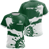 Polo Fléchettes Personnalisé - Vert Forêt & Blanc Splash - T-Shirt Femme