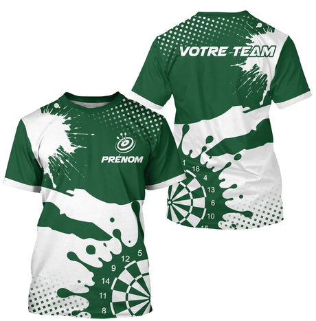 Polo Fléchettes Personnalisé - Vert Forêt & Blanc Splash - T-Shirt Homme