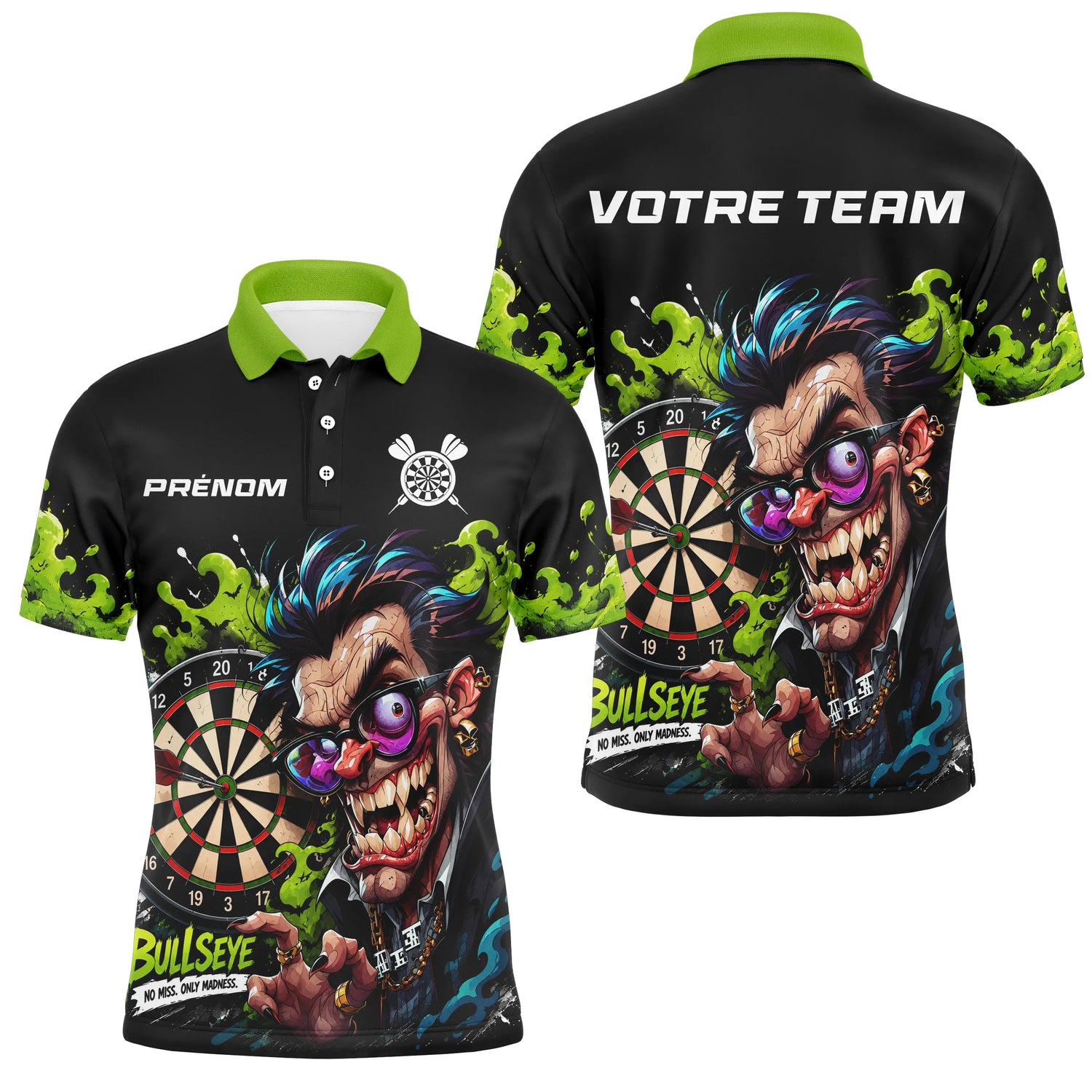 Polo Fléchettes Personnalisé - Vert Néon & Bullseye - Polo Homme