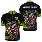 Polo Fléchettes Personnalisé - Vert Néon & Bullseye - Polo Zippé Homme
