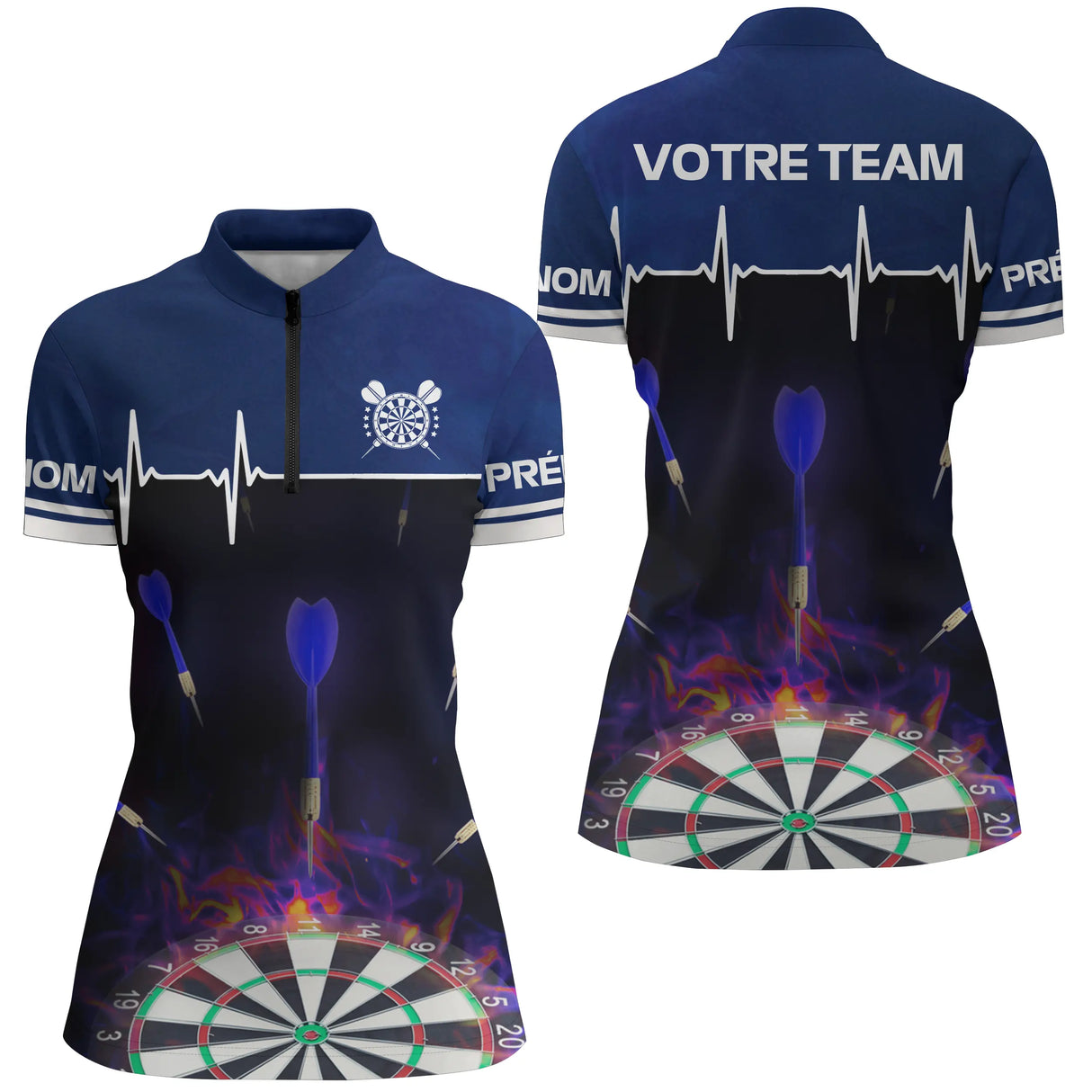 Polo Fléchettes Personnalisé - Vivez Votre Passion - Polo Zippé Femme