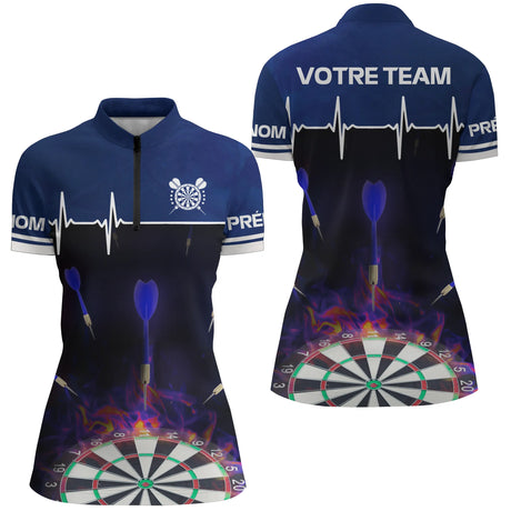 Polo Fléchettes Personnalisé - Vivez Votre Passion - Polo Zippé Femme