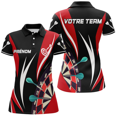 Polo Fléchettes Personnalisé - Équipe Noir & Rouge - Polo Femme