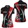 Polo Fléchettes Personnalisé - Équipe Noir & Rouge - Polo Zippé Femme