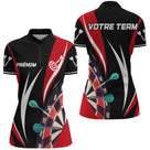 Polo Fléchettes Personnalisé - Équipe Noir & Rouge - Polo Zippé Femme