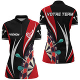 Polo Fléchettes Personnalisé - Équipe Noir & Rouge - Polo Zippé Femme