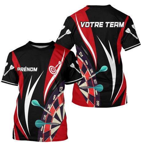Polo Fléchettes Personnalisé - Équipe Noir & Rouge - T-Shirt Homme