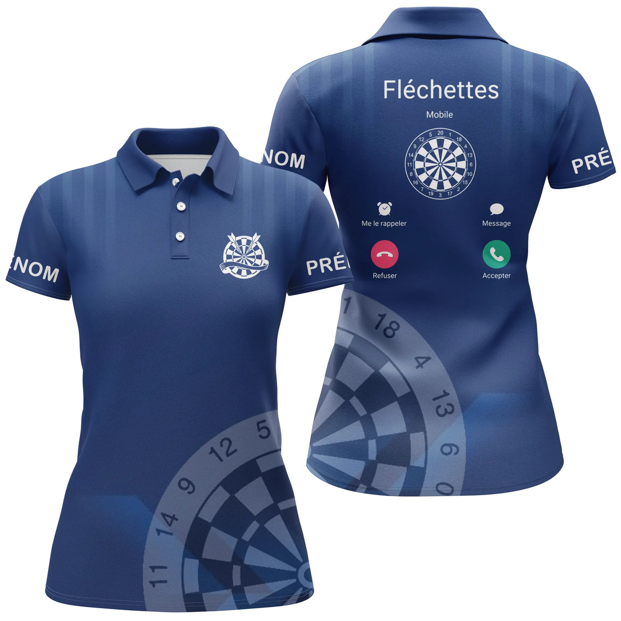 Polo Fléchettes Personnalisé – Appel Entrant Bleu Marine - Polo Femme
