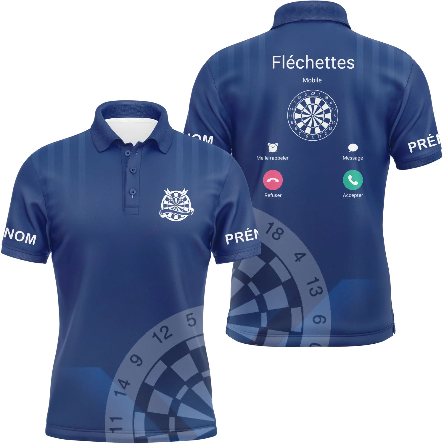 Polo Fléchettes Personnalisé – Appel Entrant Bleu Marine - Polo Homme