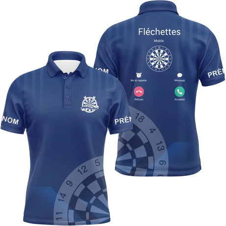 Polo Fléchettes Personnalisé – Appel Entrant Bleu Marine - Polo Homme