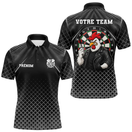 Polo Fléchettes Personnalisé Black - Coq Gaulois Homme Femme - Polo Homme