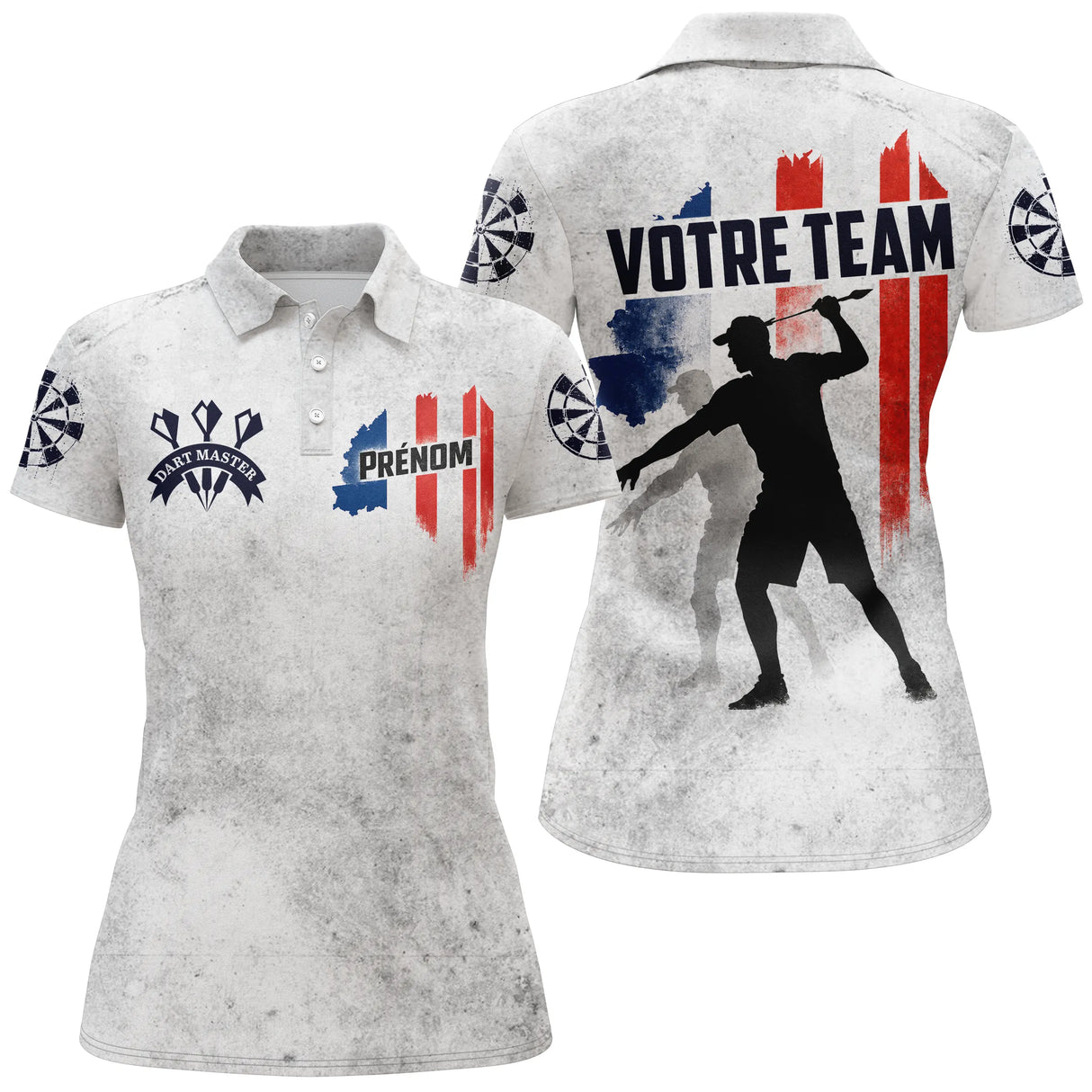 Polo Fléchettes Personnalisé Blanc - Dart Master Design - Polo Femme