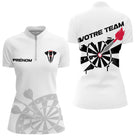 Polo Fléchettes Personnalisé Blanc - Équipe Homme Femme - Polo Zippé Femme