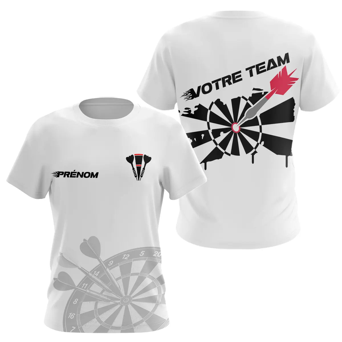 Polo Fléchettes Personnalisé Blanc - Équipe Homme Femme - T-Shirt Femme