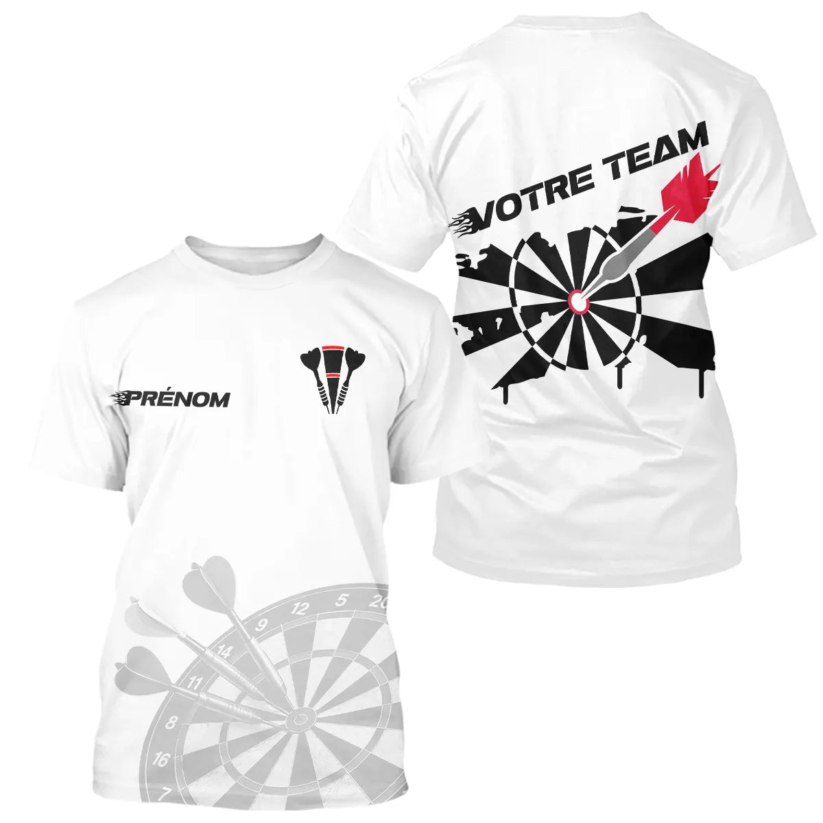Polo Fléchettes Personnalisé Blanc - Équipe Homme Femme - T-Shirt Homme