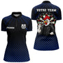 Polo Fléchettes Personnalisé Bleu - Coq Gaulois Homme Femme - Polo Zippé Femme