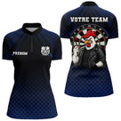 Polo Fléchettes Personnalisé Bleu - Coq Gaulois Homme Femme - Polo Zippé Femme