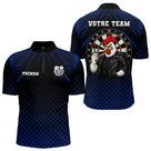 Polo Fléchettes Personnalisé Bleu - Coq Gaulois Homme Femme - Polo Zippé Homme