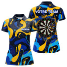 Polo Fléchettes Personnalisé Bleu Jaune - Cadeau Passionné - Polo Femme