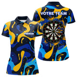 Polo Fléchettes Personnalisé Bleu Jaune - Cadeau Passionné - Polo Femme