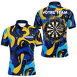Polo Fléchettes Personnalisé Bleu Jaune - Cadeau Passionné - Polo Homme