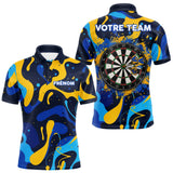 Polo Fléchettes Personnalisé Bleu Jaune - Cadeau Passionné - Polo Homme