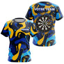 Polo Fléchettes Personnalisé Bleu Jaune - Cadeau Passionné - T-Shirt Femme