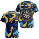 Polo Fléchettes Personnalisé Bleu Jaune - Cadeau Passionné - T-Shirt Femme