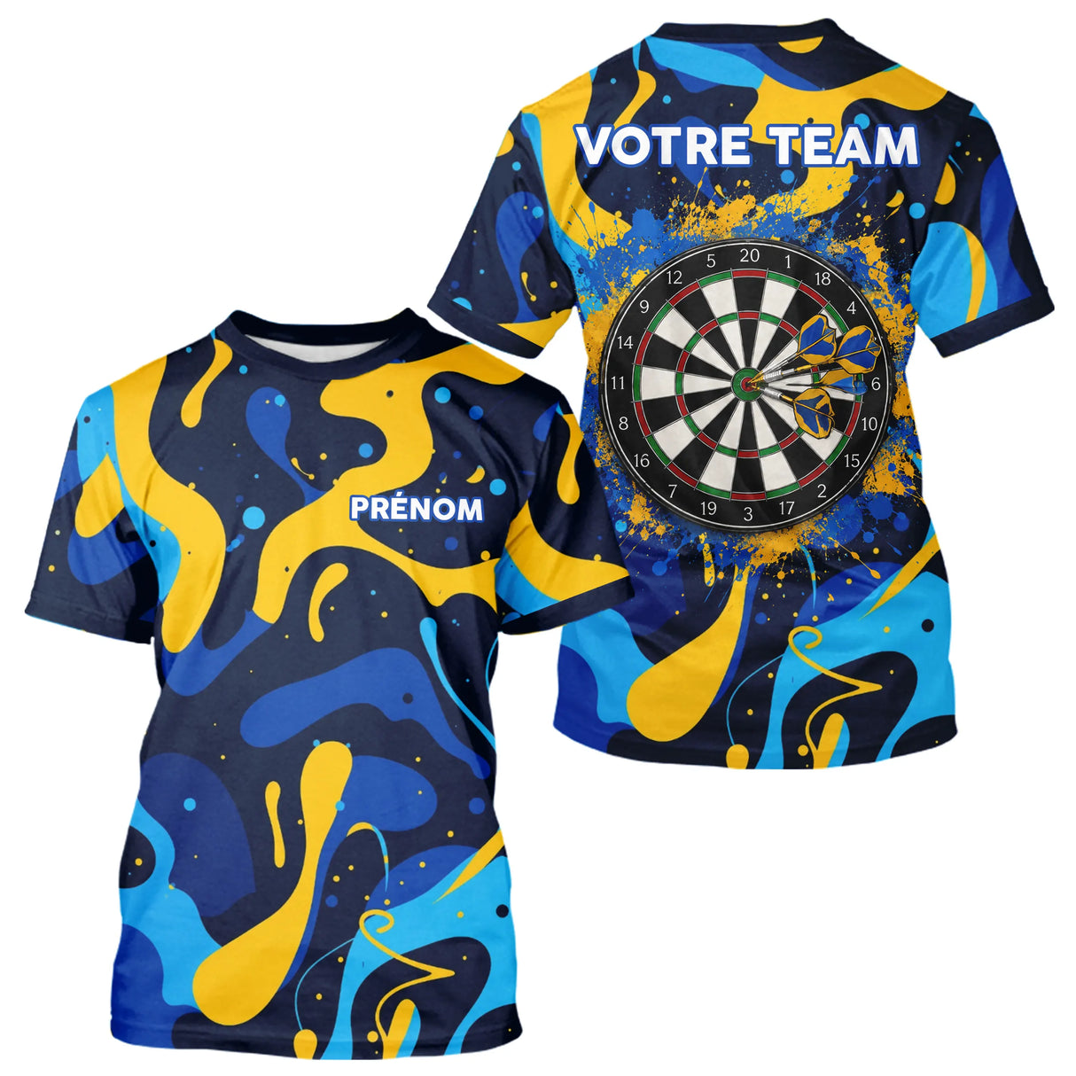 Polo Fléchettes Personnalisé Bleu Jaune - Cadeau Passionné - T-Shirt Homme