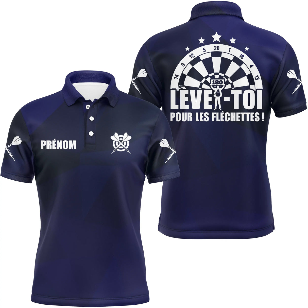 Polo Fléchettes Personnalisé – Bleu Marine Élégant & Sportif - Polo Homme