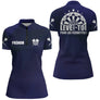 Polo Fléchettes Personnalisé – Bleu Marine Élégant & Sportif - Polo Zippé Femme
