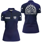 Polo Fléchettes Personnalisé – Bleu Marine Élégant & Sportif - Polo Zippé Femme