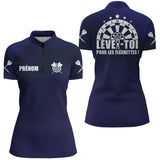 Polo Fléchettes Personnalisé – Bleu Marine Élégant & Sportif - Polo Zippé Femme