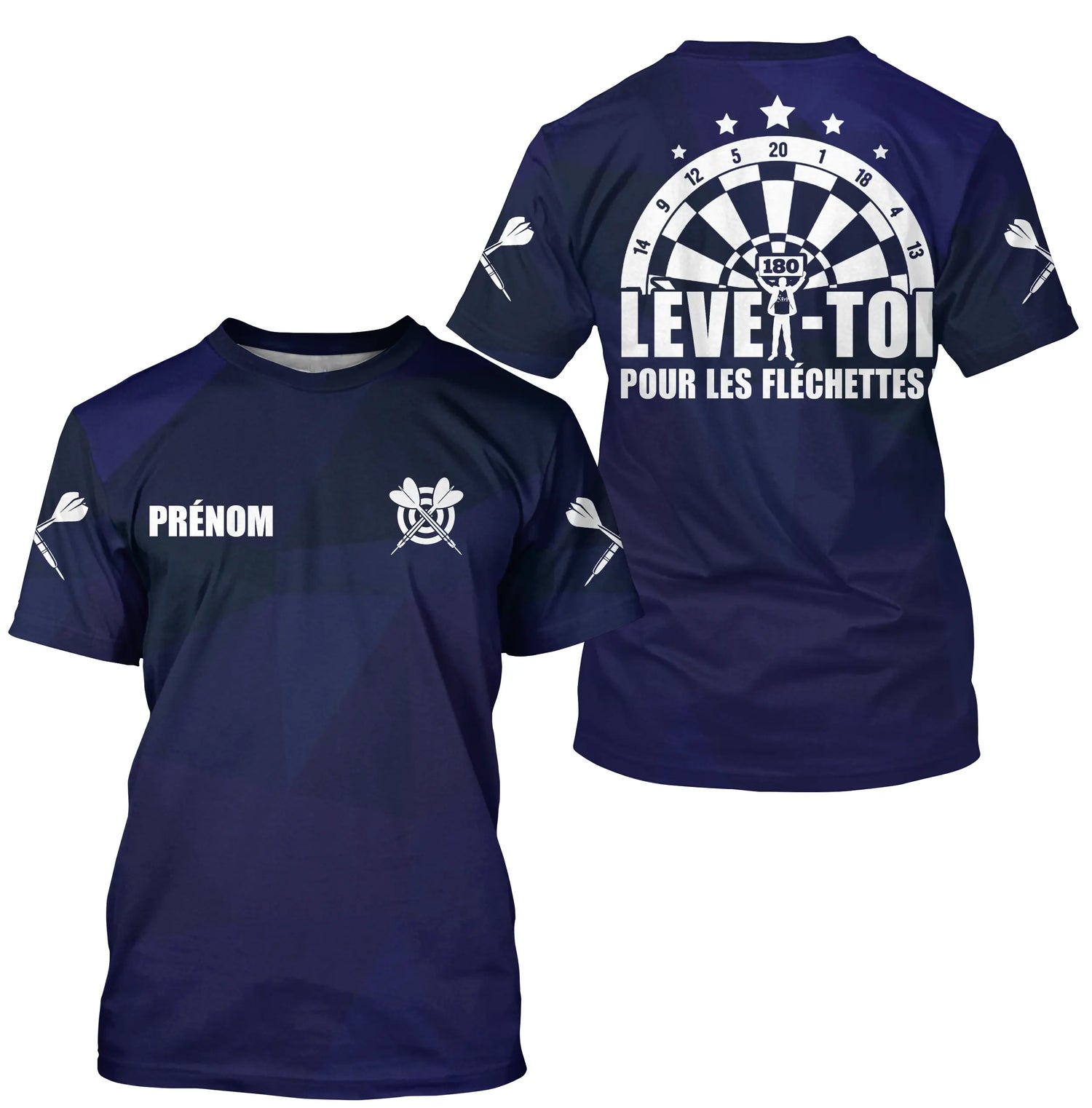 Polo Fléchettes Personnalisé – Bleu Marine Élégant & Sportif - T-Shirt Homme