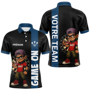 Polo Fléchettes Personnalisé Bleu Noir - Style & Performance - Polo Homme