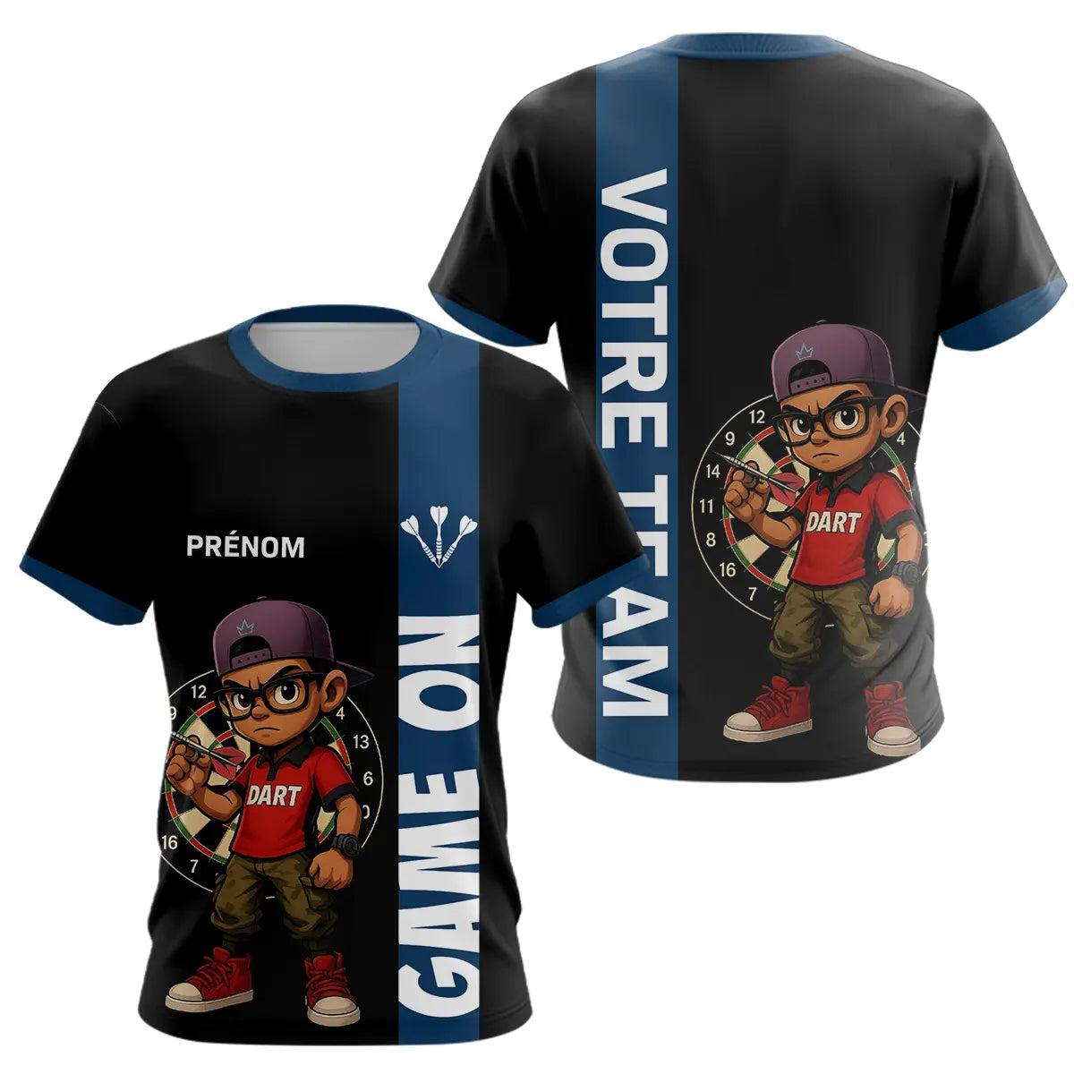 Polo Fléchettes Personnalisé Bleu Noir - Style & Performance - T-Shirt Femme