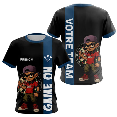 Polo Fléchettes Personnalisé Bleu Noir - Style & Performance - T-Shirt Femme