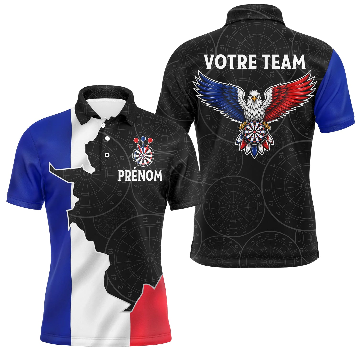 Polo Fléchettes Personnalisé – Carte de France & Aigle - Polo Homme