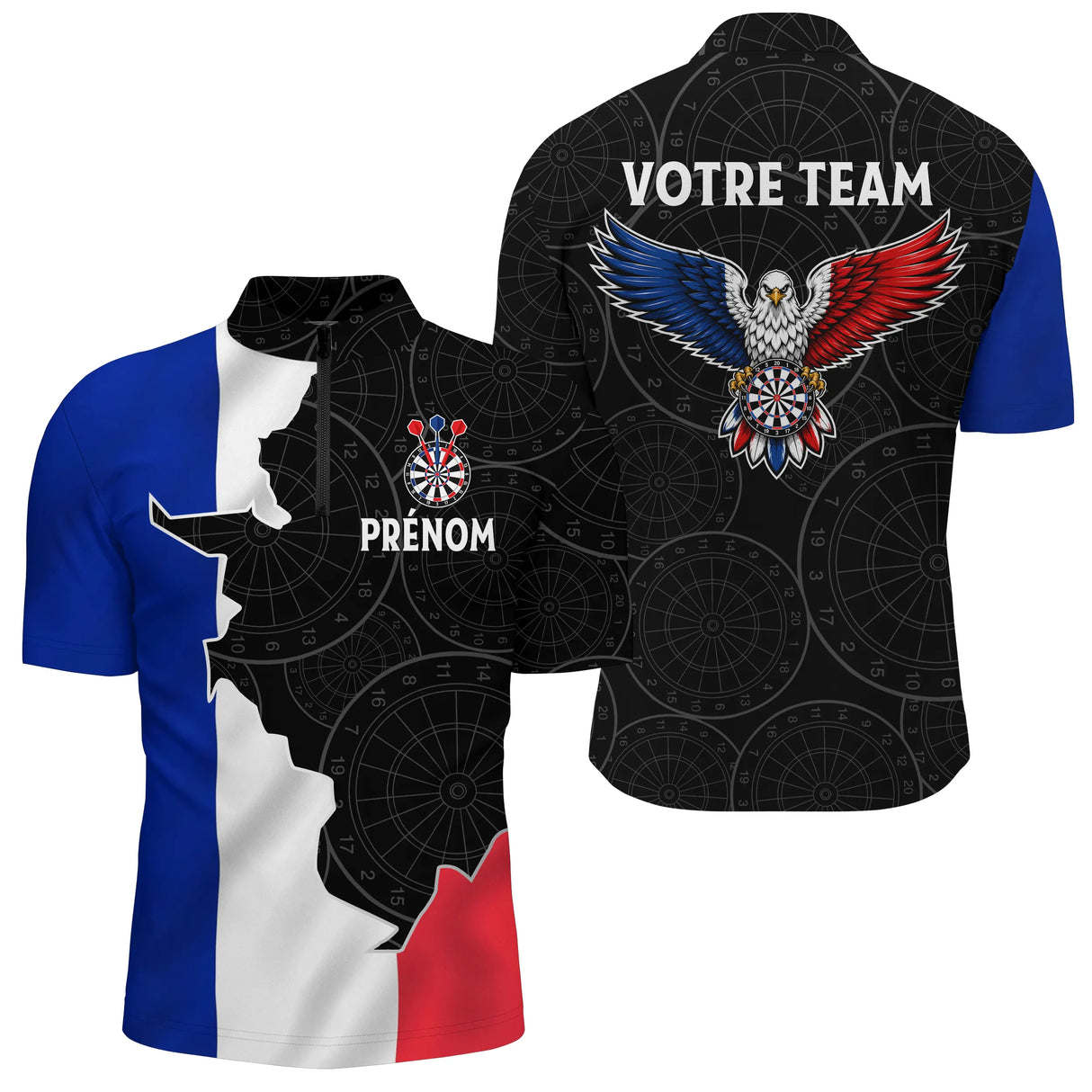 Polo Fléchettes Personnalisé – Carte de France & Aigle - Polo Zippé Homme