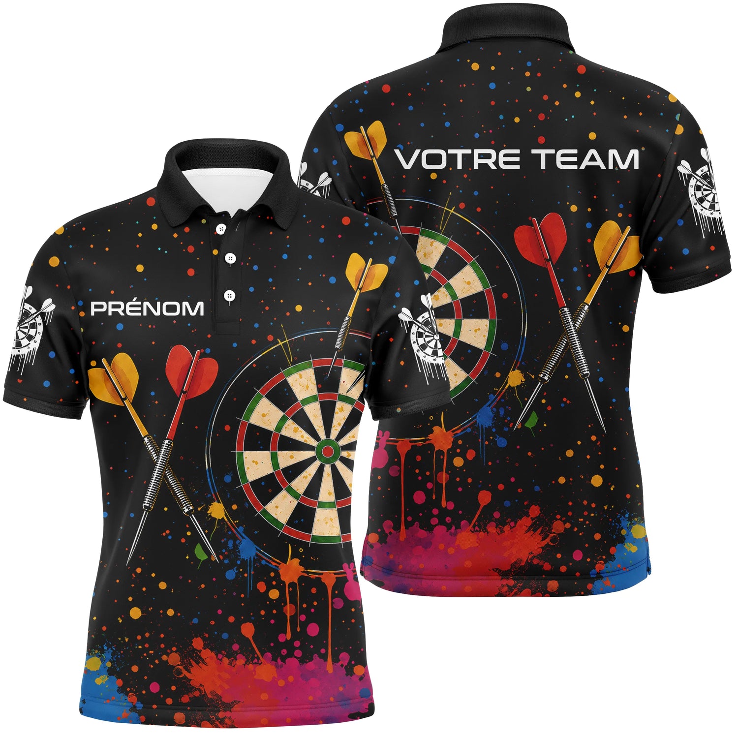 Polo Fléchettes Personnalisé Cible – Effet Splash Multicolore - Polo Homme
