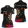 Polo Fléchettes Personnalisé Cible – Effet Splash Multicolore - Polo Zippé Femme