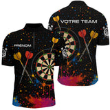 Polo Fléchettes Personnalisé Cible – Effet Splash Multicolore - Polo Zippé Homme