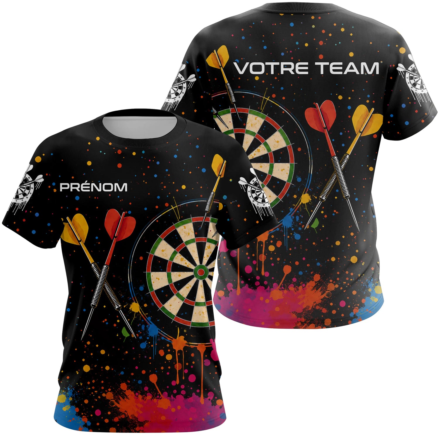 Polo Fléchettes Personnalisé Cible – Effet Splash Multicolore - T-Shirt Femme