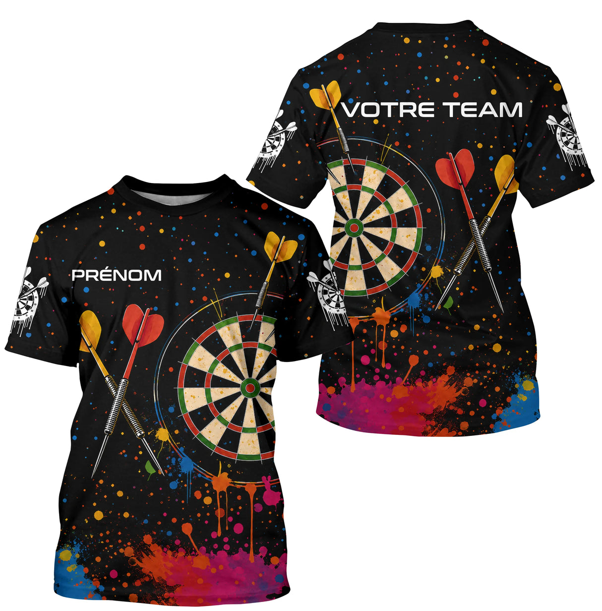 Polo Fléchettes Personnalisé Cible – Effet Splash Multicolore - T-Shirt Homme