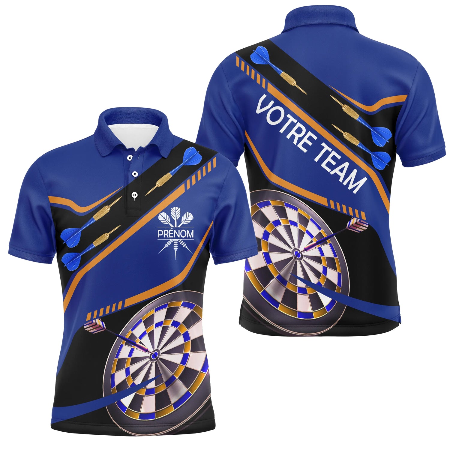 Polo Fléchettes Personnalisé – Cible Élégante Bleu - Polo Homme